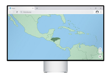 Computer monitor with map of honduras in browser vector