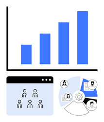 growth chart with team collaboration and workflow vector image