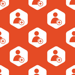 orange hexagon add user pattern vector image