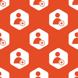 Orange hexagon add user pattern vector