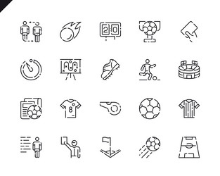 simple set soccer line icons for website vector image