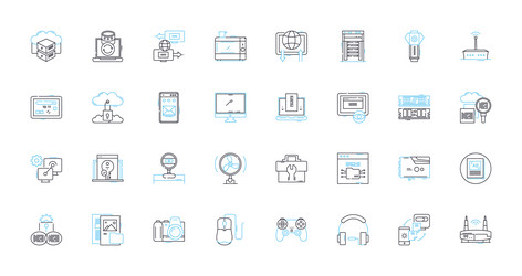 computer parts linear icons set motherboard vector image