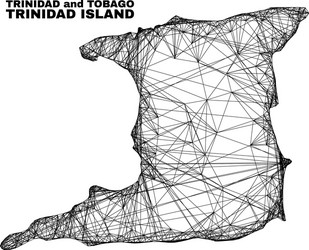 linear irregular mesh trinidad island map vector image
