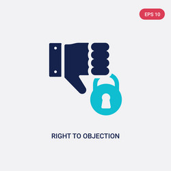 Two color right to objection icon from gdpr vector