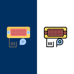 Adapter connection data input icons flat and line vector