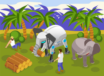 animal robots isometric composition vector