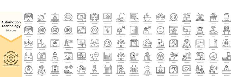 Automation Technology Icons - Simple Line Art vector image
