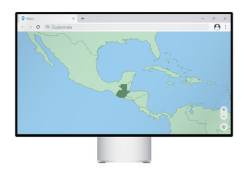 computer monitor with map of guatemala in browser vector image