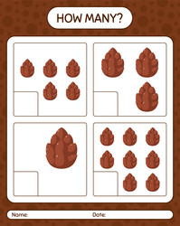 how many counting game with pine cone worksheet vector image