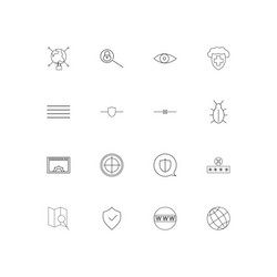 internet security linear thin icons set outlined vector image