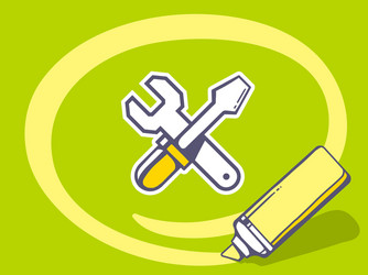 Marker drawing circle around wrench and s vector