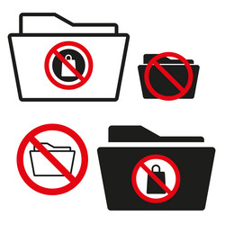 no access folder signs prohibited file icons vector image