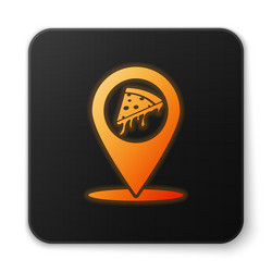 Orange glowing map pointer with fast food slice vector