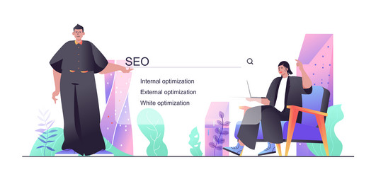 Seo optimization concept for web banner vector