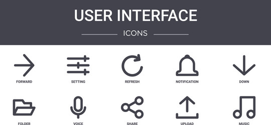 user interface concept line icons set contains vector image