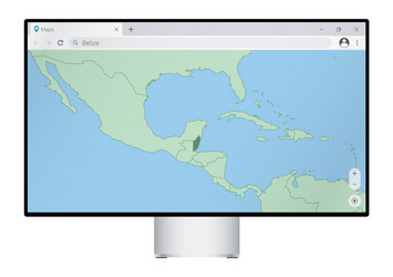 computer monitor with map of belize in browser vector image