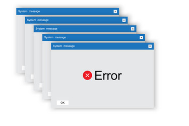 Glitched error warning message web page template vector