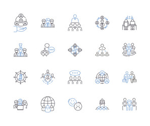 management teamwork outline icons collection vector