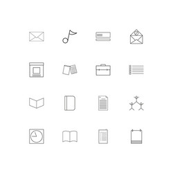 office simple linear icons set outlined vector image