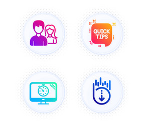 Quick tips teamwork and seo timer icons set vector