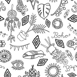 Seamless pattern with boho symbols vector