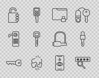 set line key password protection folder and lock vector image