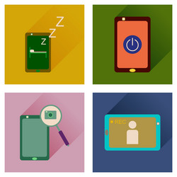 Concept of flat icons with long shadow mobile vector