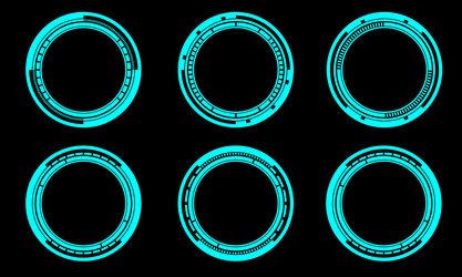 set of sci fi blue circle user interface elements vector image