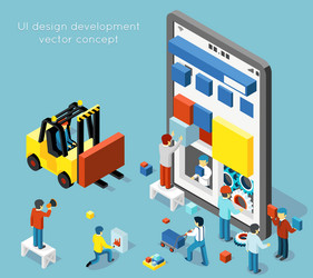 smartphone ui design development concept in flat vector image