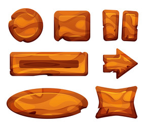 Wooden Button UI Kit - Game Signboard vector image