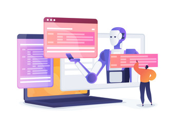 ai collaborative coding assistants abstract vector image