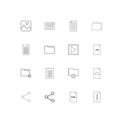 files and folders sign linear thin icons set vector image
