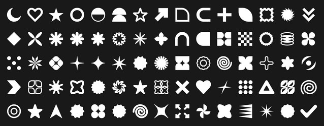 set of white abstract geometric shapes and forms vector image