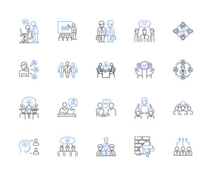 teambuilding basics outline icons collection vector