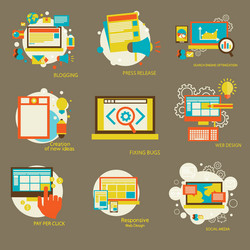 set of flat design concept icons for web vector