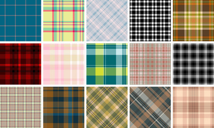 a collection of plaid patterns with colorful vector image