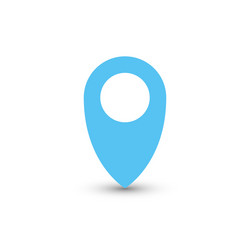 Blue map pointer with dropped shadow on white vector