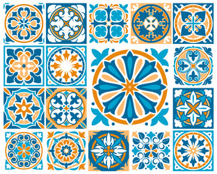Colorful Azulejo Tile Patterns Vector Image