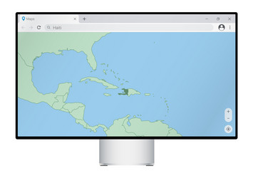 computer monitor with map of haiti in browser vector image