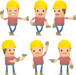 Set of builder character in different poses vector