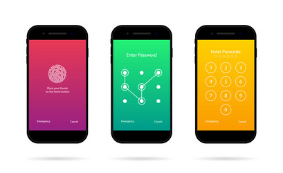 phone screen with lock mobile password passcode vector image