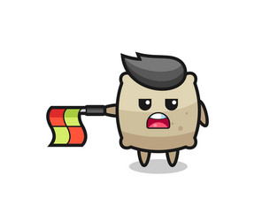 Sack character as line judge hold flag vector
