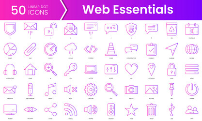 set of web essentials icons gradient style icon vector image