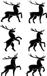 wild bull elks or deers black silhouettes Vector Image