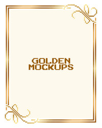 8 bit pixel golden frame border text gold – Royalty-Free Vector ...