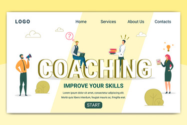 Coaching courses landing page template vector