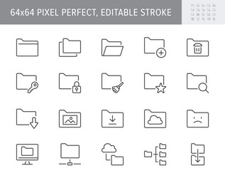 Folder Line Icons - File & Data vector image