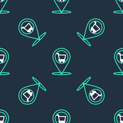 line map pointer with shopping cart icon isolated vector image