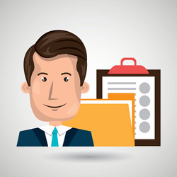 man with folder and clipboard isolated icon design vector image