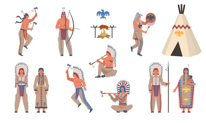 Native american indians and traditional clothes Vector Image